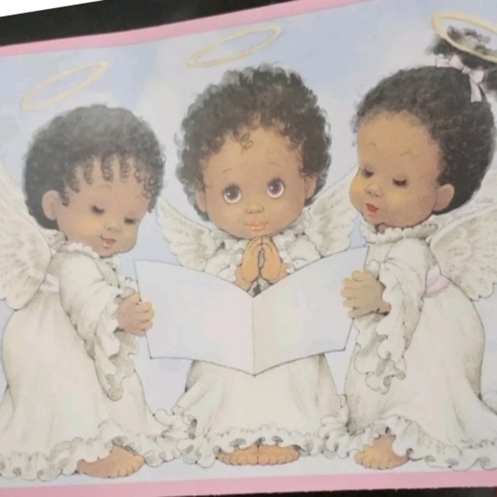 Lot Of 2 - 5yd‎ Baby Angel Nursery Wallpaper Border Vtg Chesapeake FF03272B M